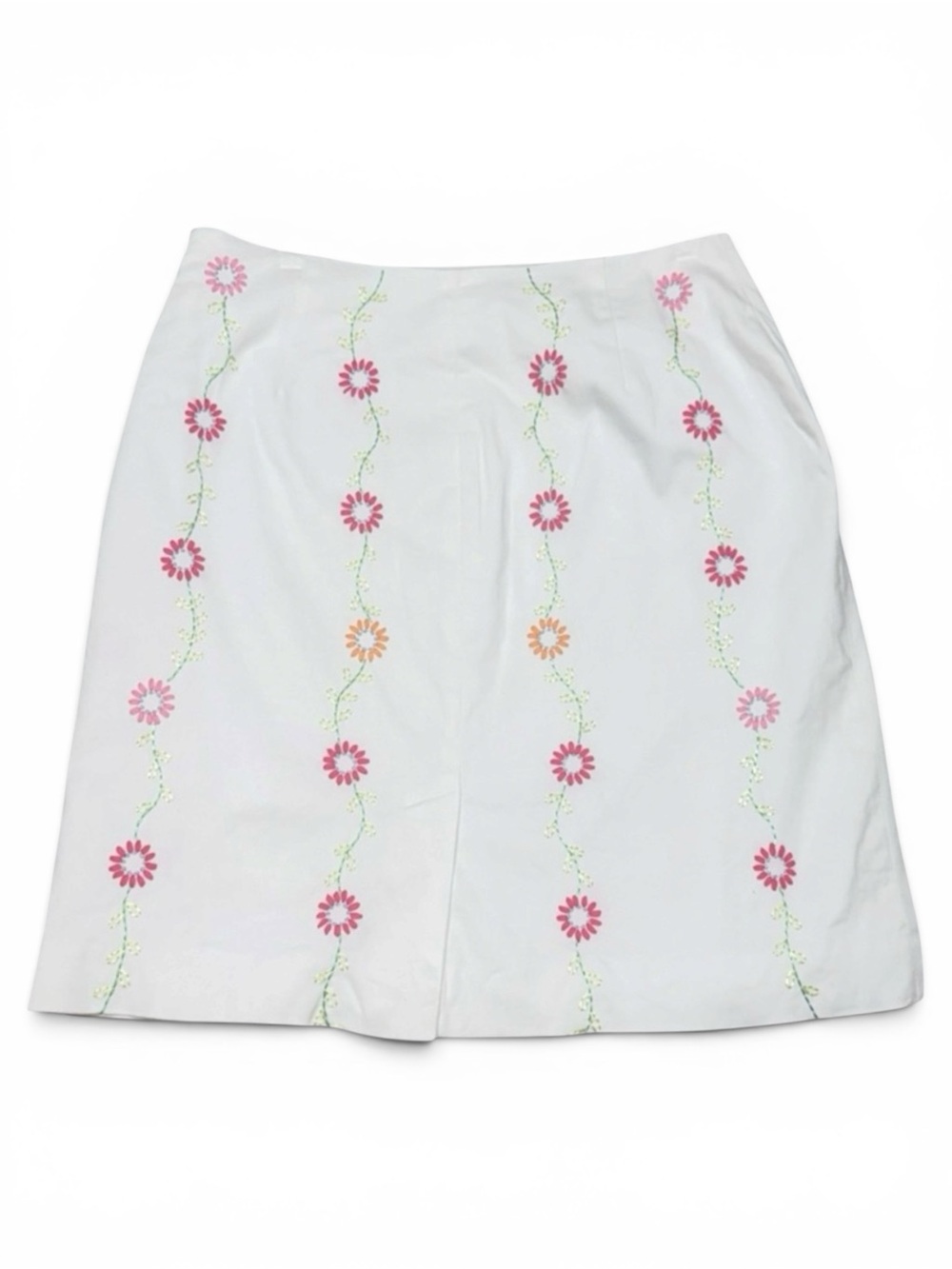 90s Y2K Larkspur White Floral Embroidered Cottagecore Skirt